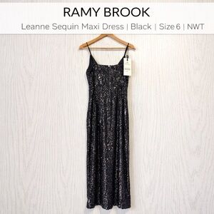 Ramy Brook Leanne Sequin Maxi Dress Black Size 6 NWT